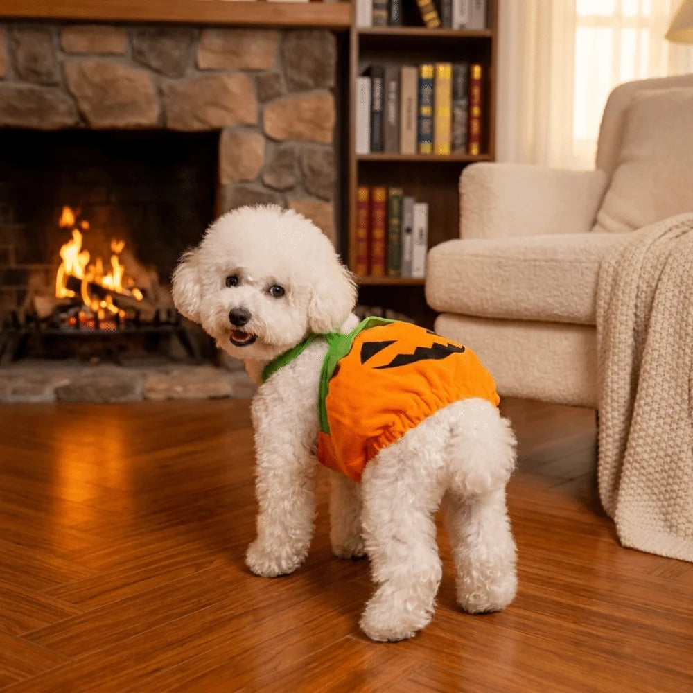Adjustable Pumpkin Pet Overalls Cartoon Comfortable Pet Halloween Outfit Pumpkin Printed Pumpkin Lantern Dog Clothes Festive