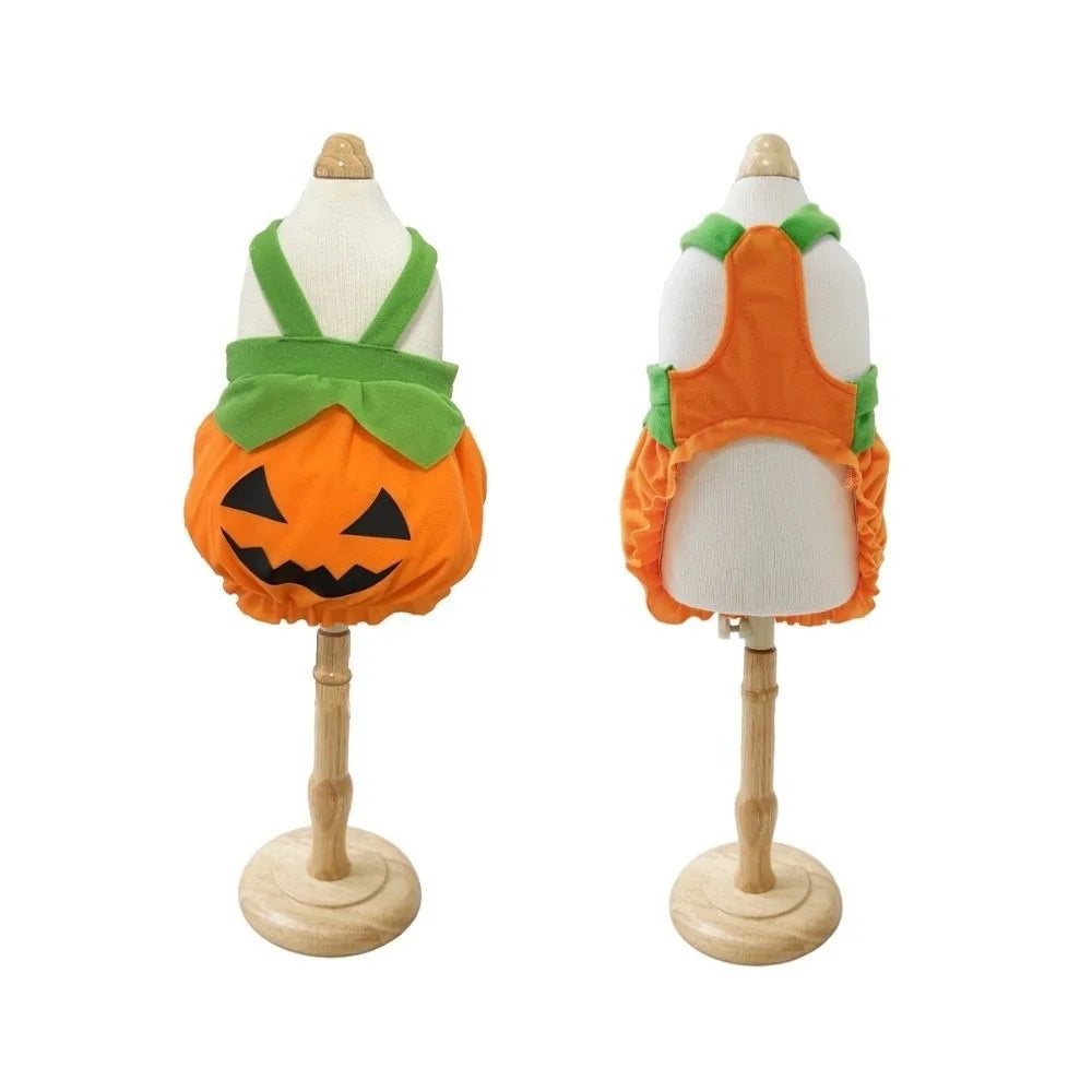 Adjustable Pumpkin Pet Overalls Cartoon Comfortable Pet Halloween Outfit Pumpkin Printed Pumpkin Lantern Dog Clothes Festive
