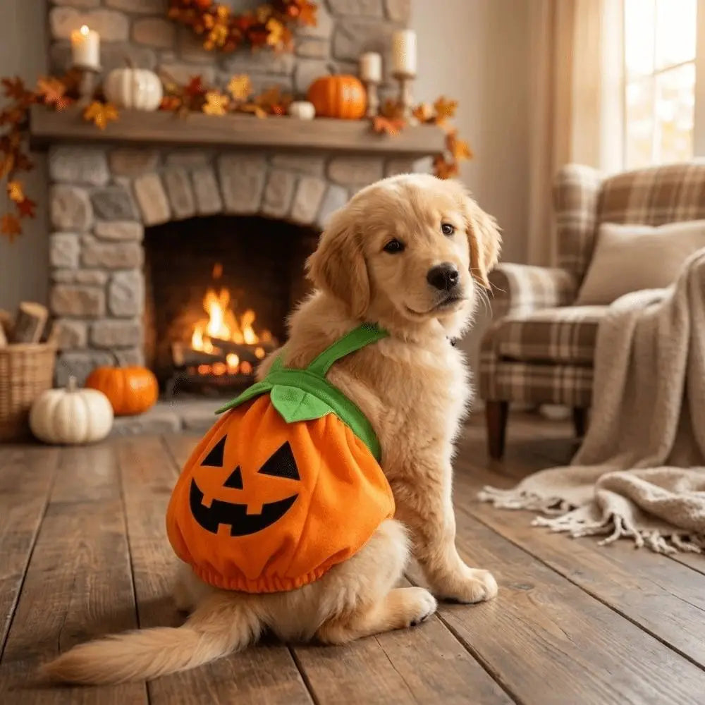 Adjustable Pumpkin Pet Overalls Cartoon Comfortable Pet Halloween Outfit Pumpkin Printed Pumpkin Lantern Dog Clothes Festive