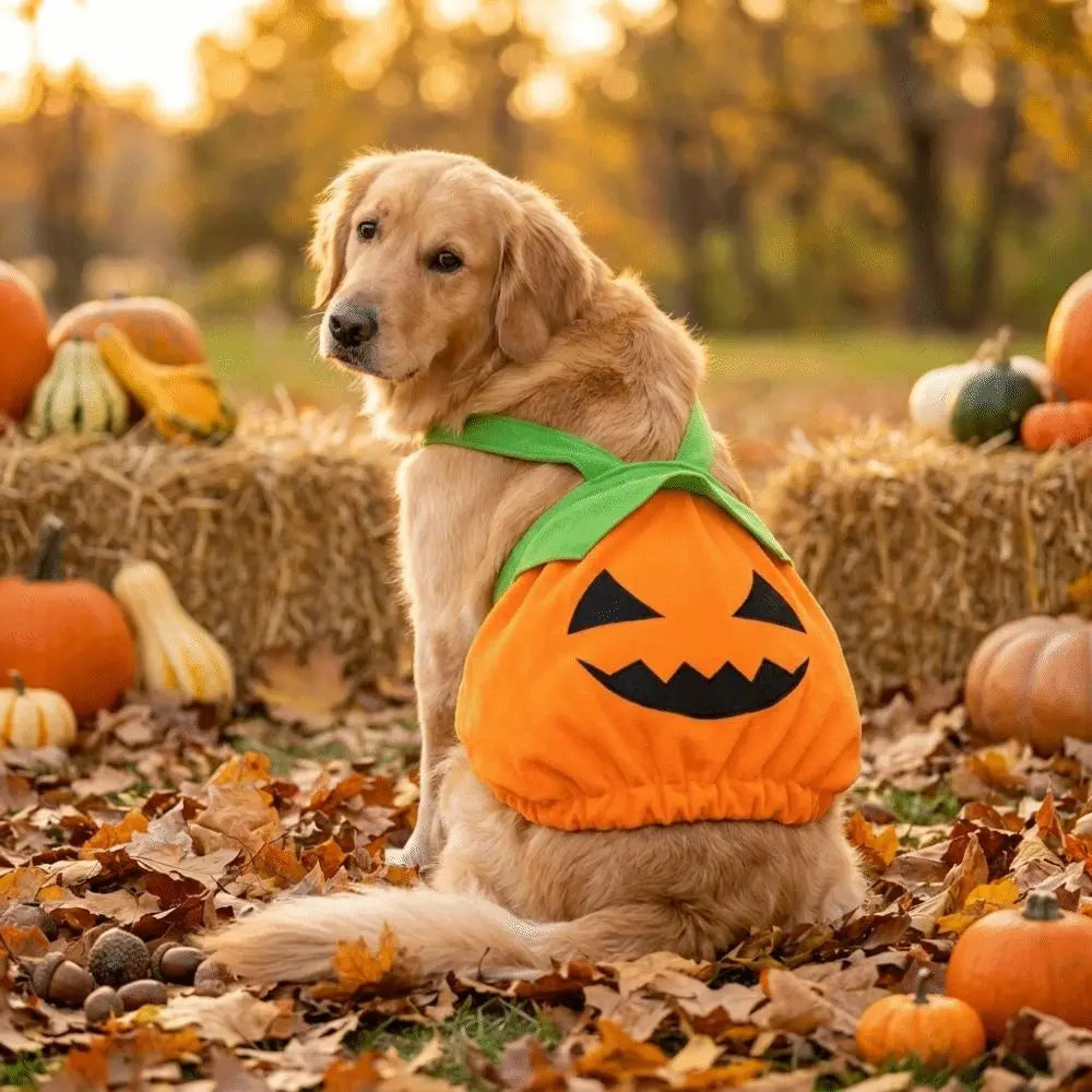Adjustable Pumpkin Pet Overalls Cartoon Comfortable Pet Halloween Outfit Pumpkin Printed Pumpkin Lantern Dog Clothes Festive